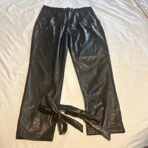 Shinestar Faux Leather Pants Women’s L Tie Hem Ankle Edgy Streetwear